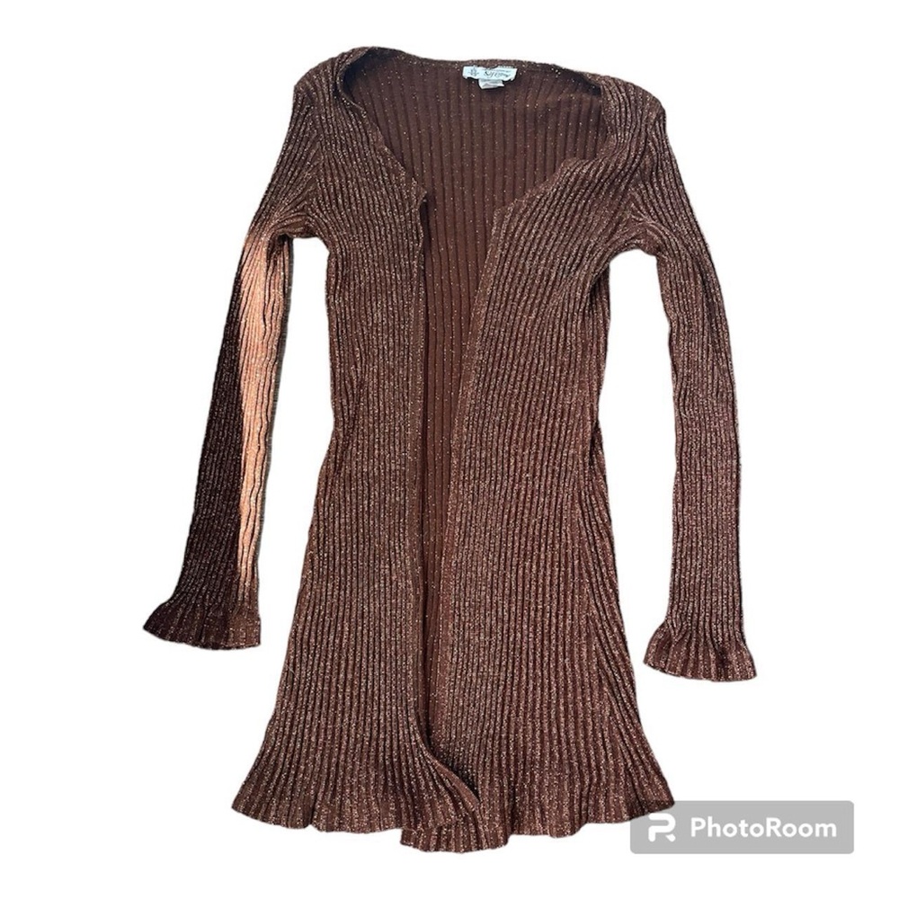 Vintage Y2K 2000’s long shiny cardigan from Self Esteem 
Tag says XL